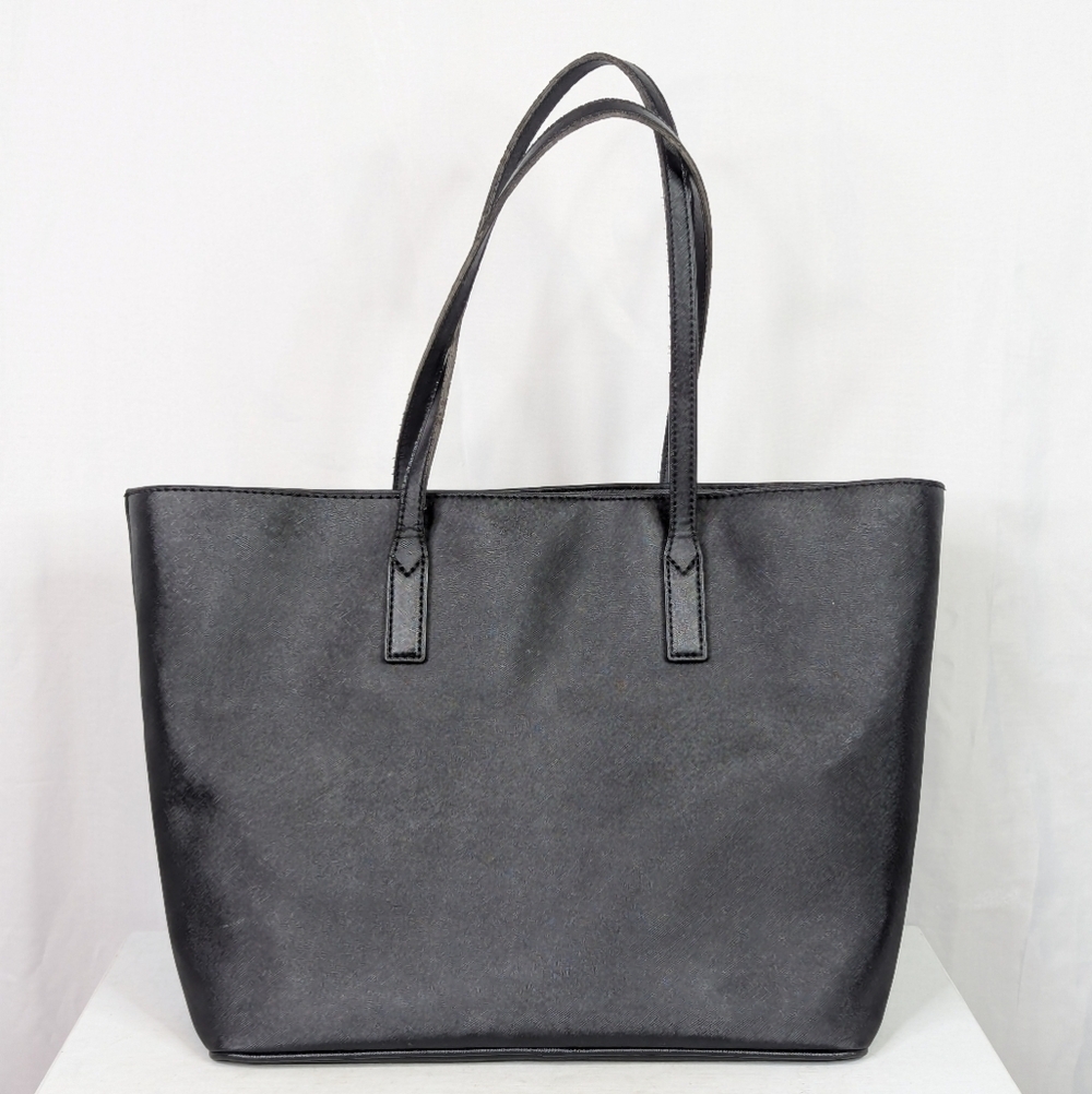 Marc Jacobs Saffiano Black Leather Luggage Tag Shoulder Tote Bag - Picture 2 of 13